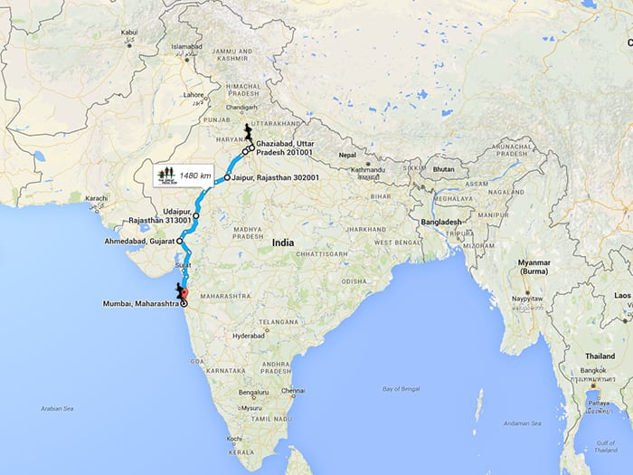 The Great India Run route