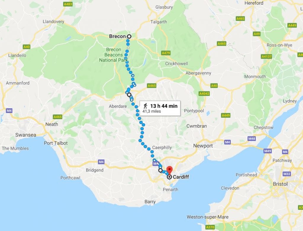 Brecon_Cardiff_route