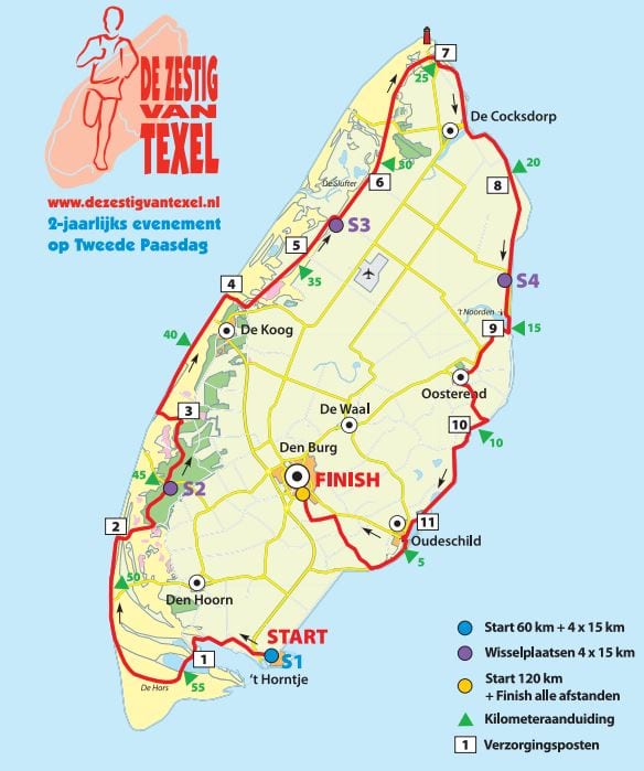 De Zestig van Texel routemap
