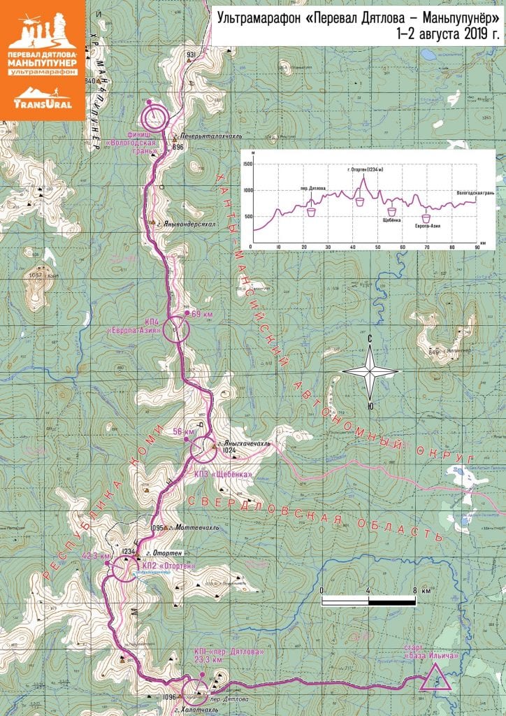 Dyatlov Pass Ultramarathon route