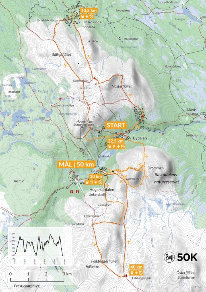 Fjällmaraton Bydalsfjällen route