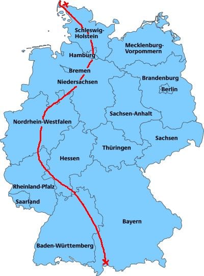 Deutschlandlauf Routemap