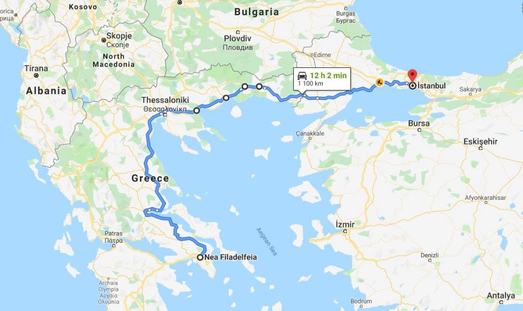 Istanbul - Nea Filadelfeia route