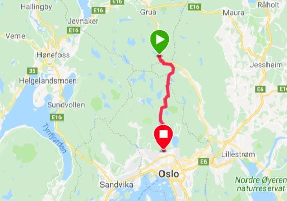 Nordmarkstravern routemap
