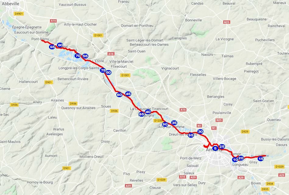 Somme 100km routemap