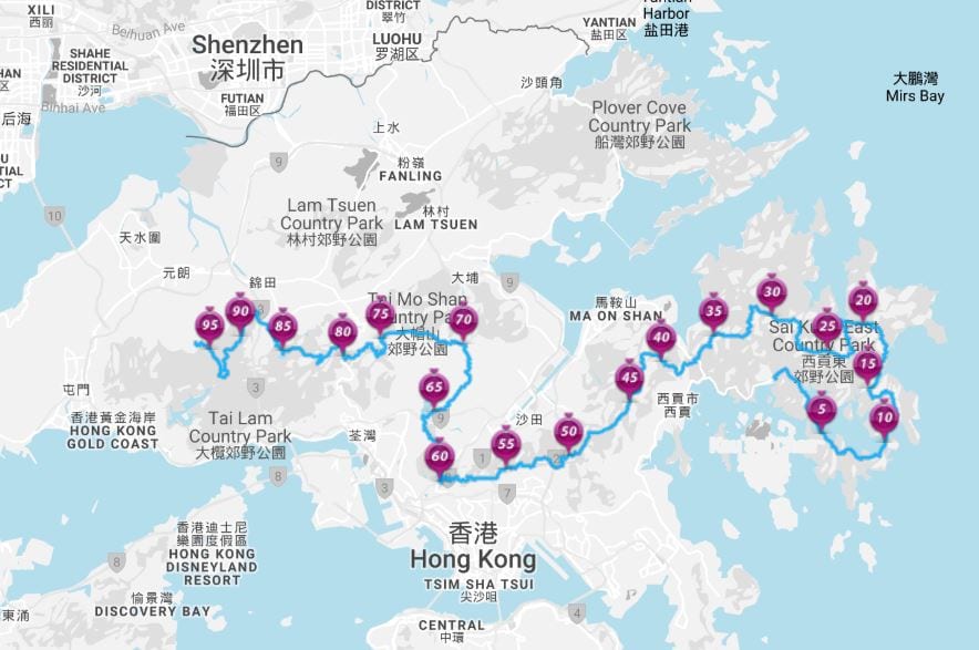 Hong Kong Golden 100 km route