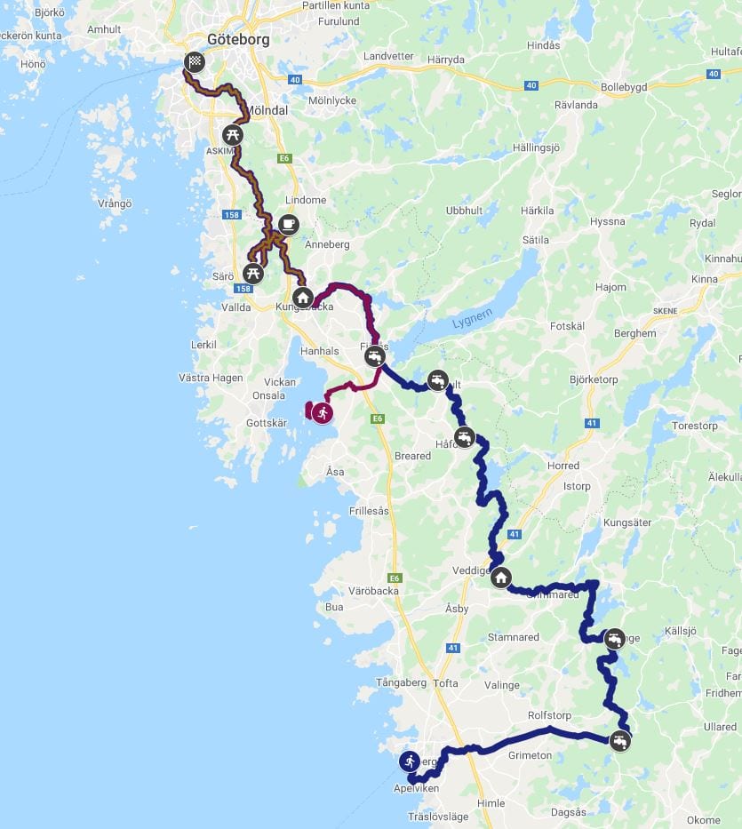 Sandsjöbacka trail routemap